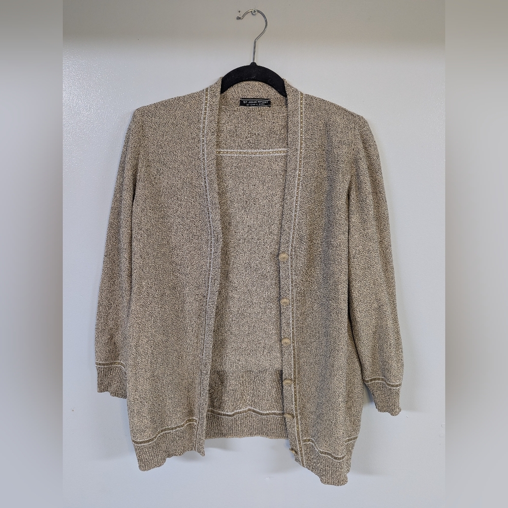 vintage St John Sport By Marie Gray Cardigan And Tank Top Set‎ Beige/Gold